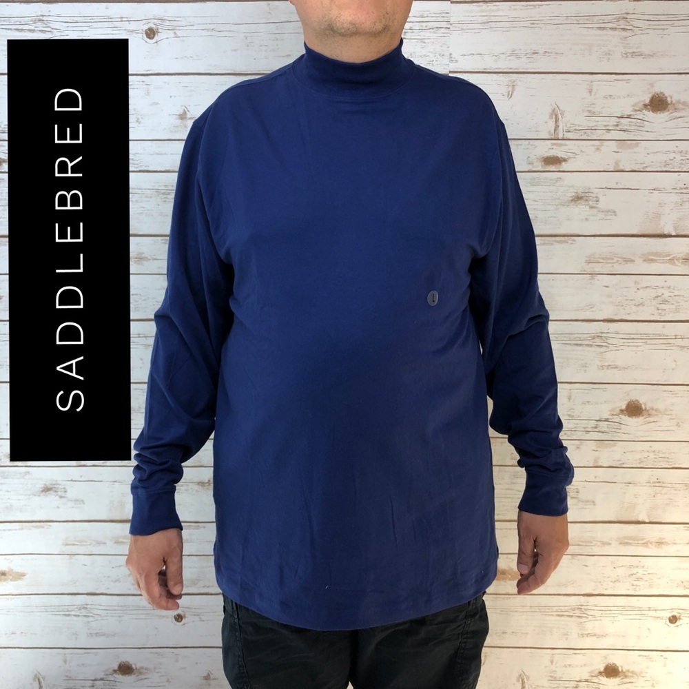 Saddlebred Flex Carbon Stretch Mock-Neck Blue Top